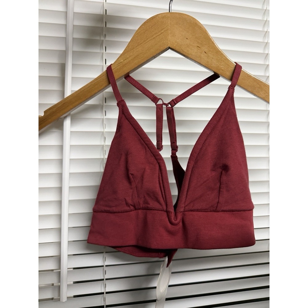 SKIN Worldwide Organic Pima Cotton Deep‎ Red Bralette Bra XS OCL71B